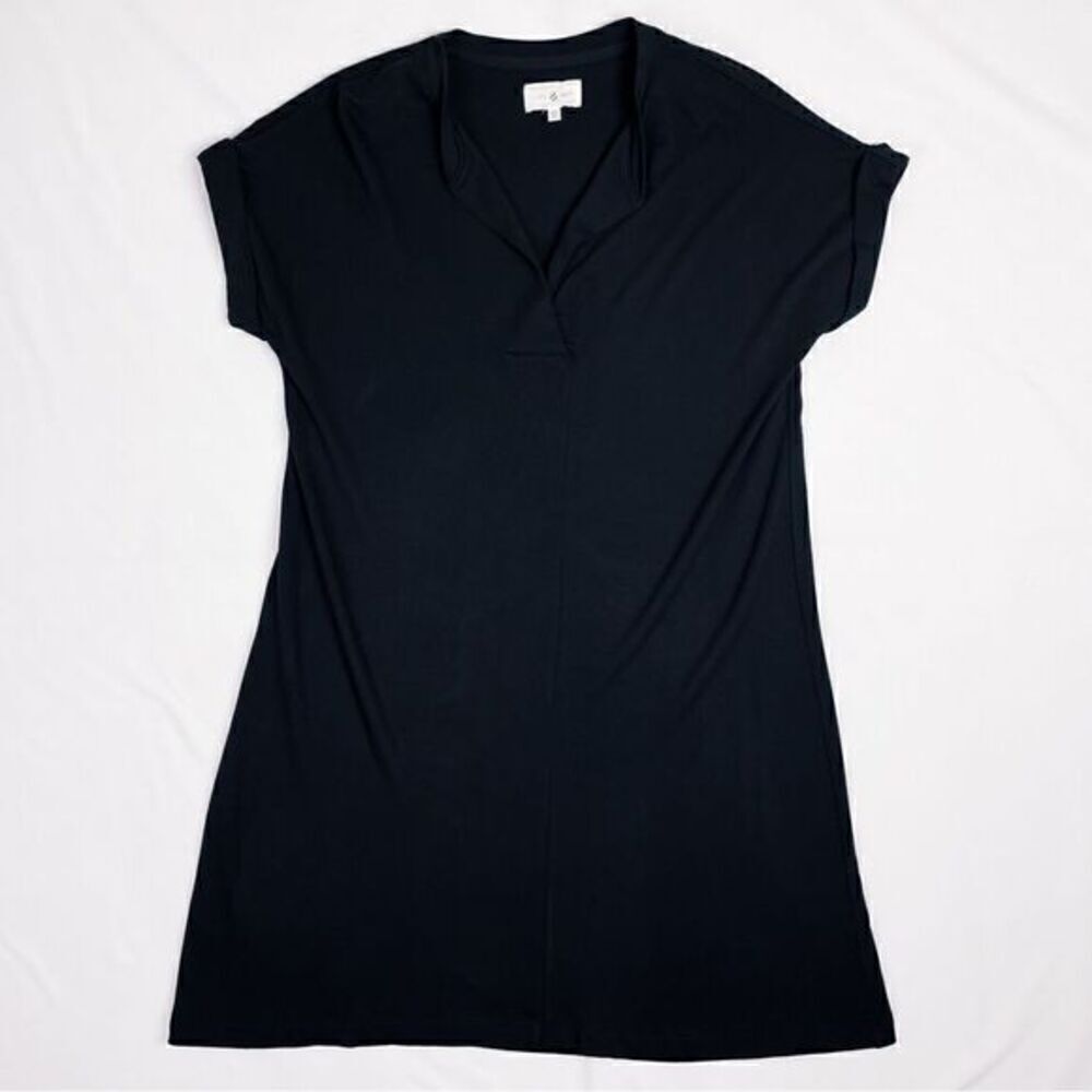 LOU & GREY Black Rayon Oversized T Shirt Dress Women’s Size XS